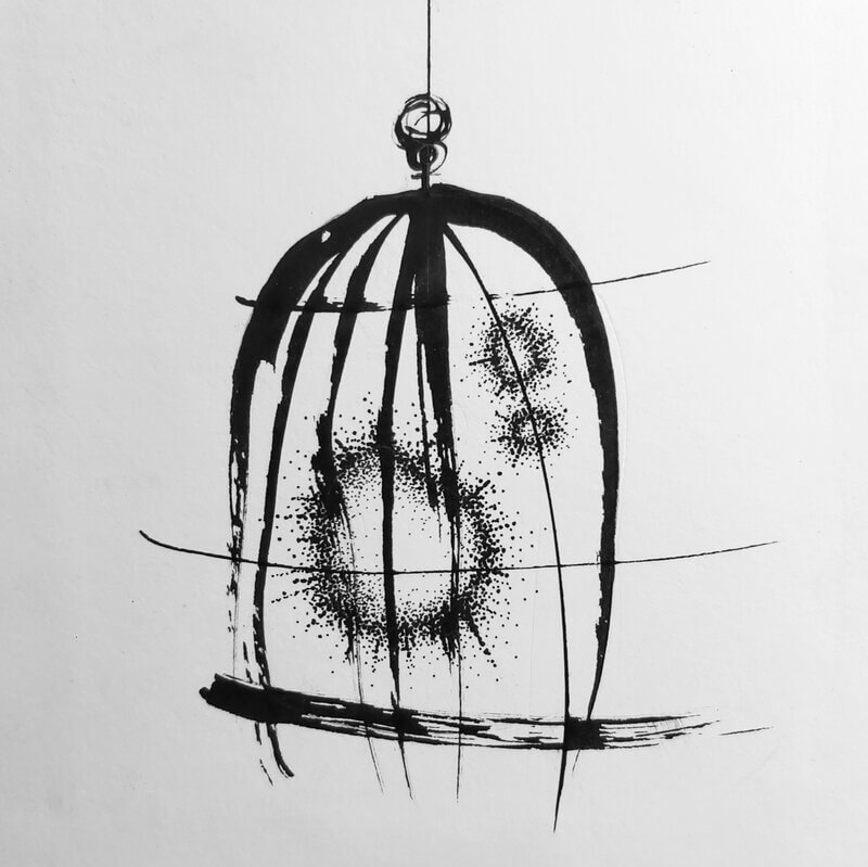 tatouage flash cage graphique abstrait noir formes