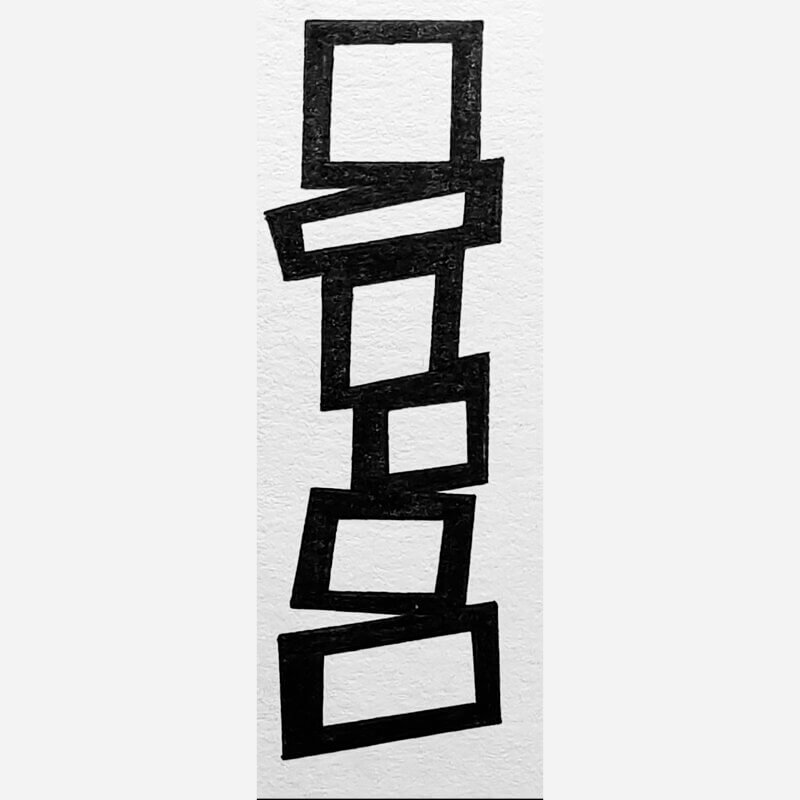 tatouage flash carre rectangles formes superposition equilibre abstrait graphique noir