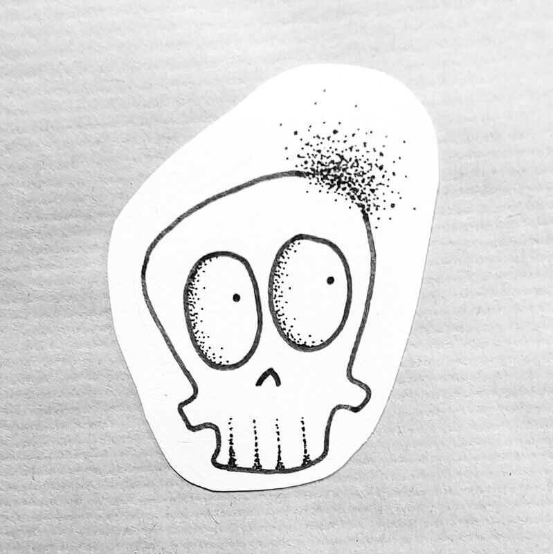 tatouage flash crane tête de mort mini cartoon