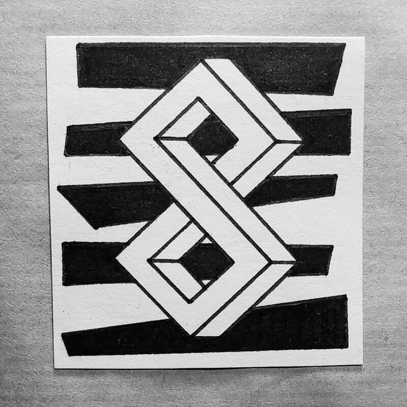 tatouage flash géométrie noir lignes effet optique