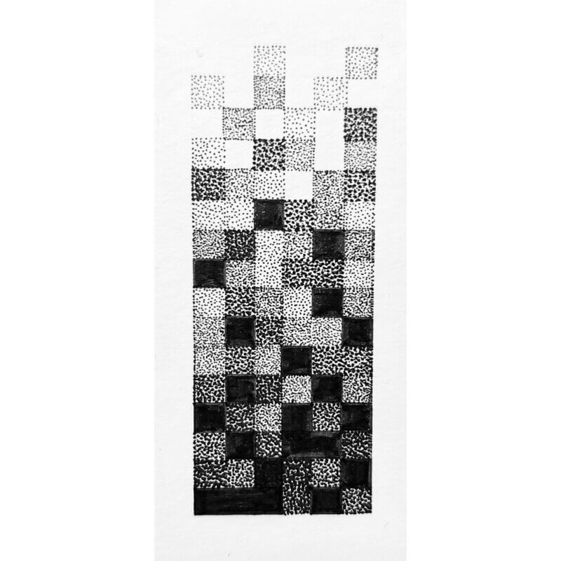 tatouage flash rectangle pixel carré pixelart gris noir blanc