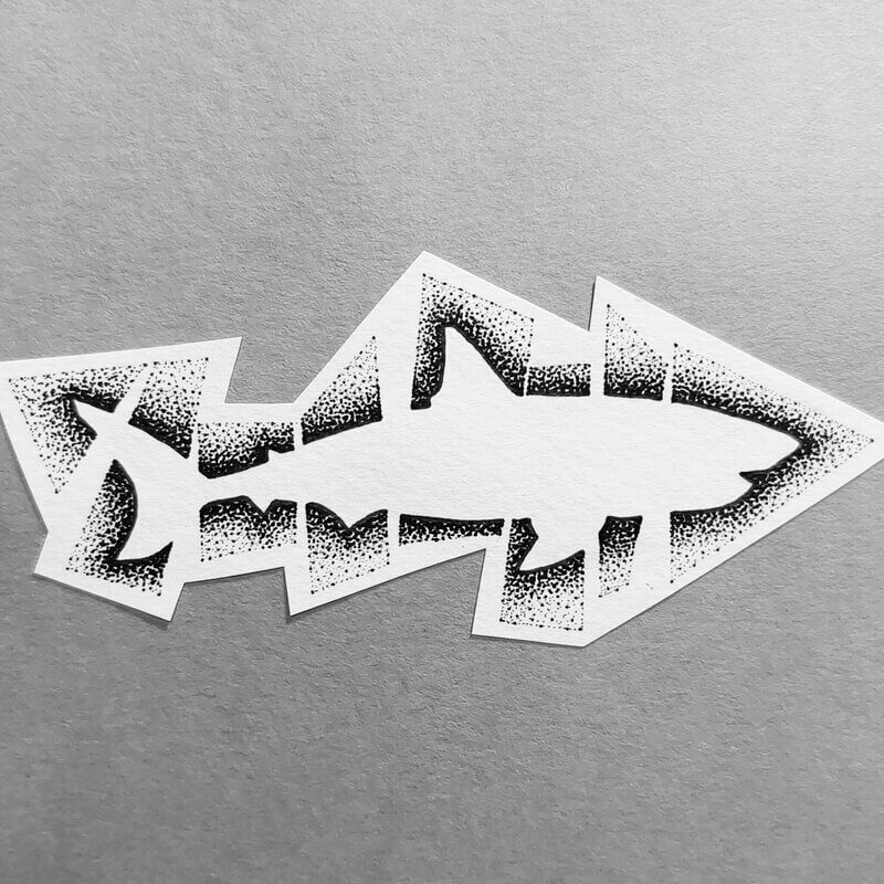 tatouage flash requin silhouette points